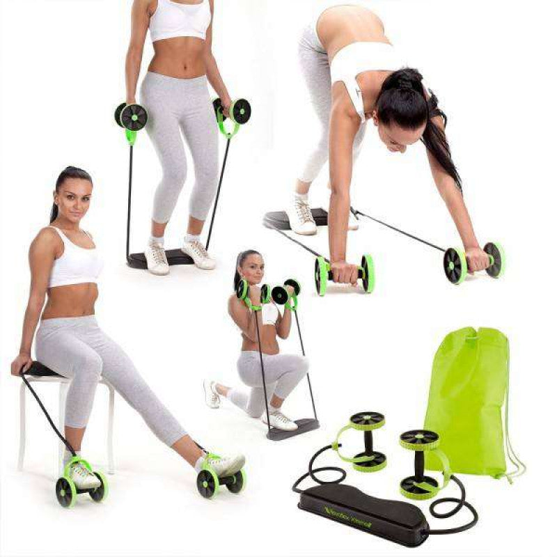 Set completo Revoflex Xtreme – componentes: ruedas, bandas, base, bolsa y accesorios