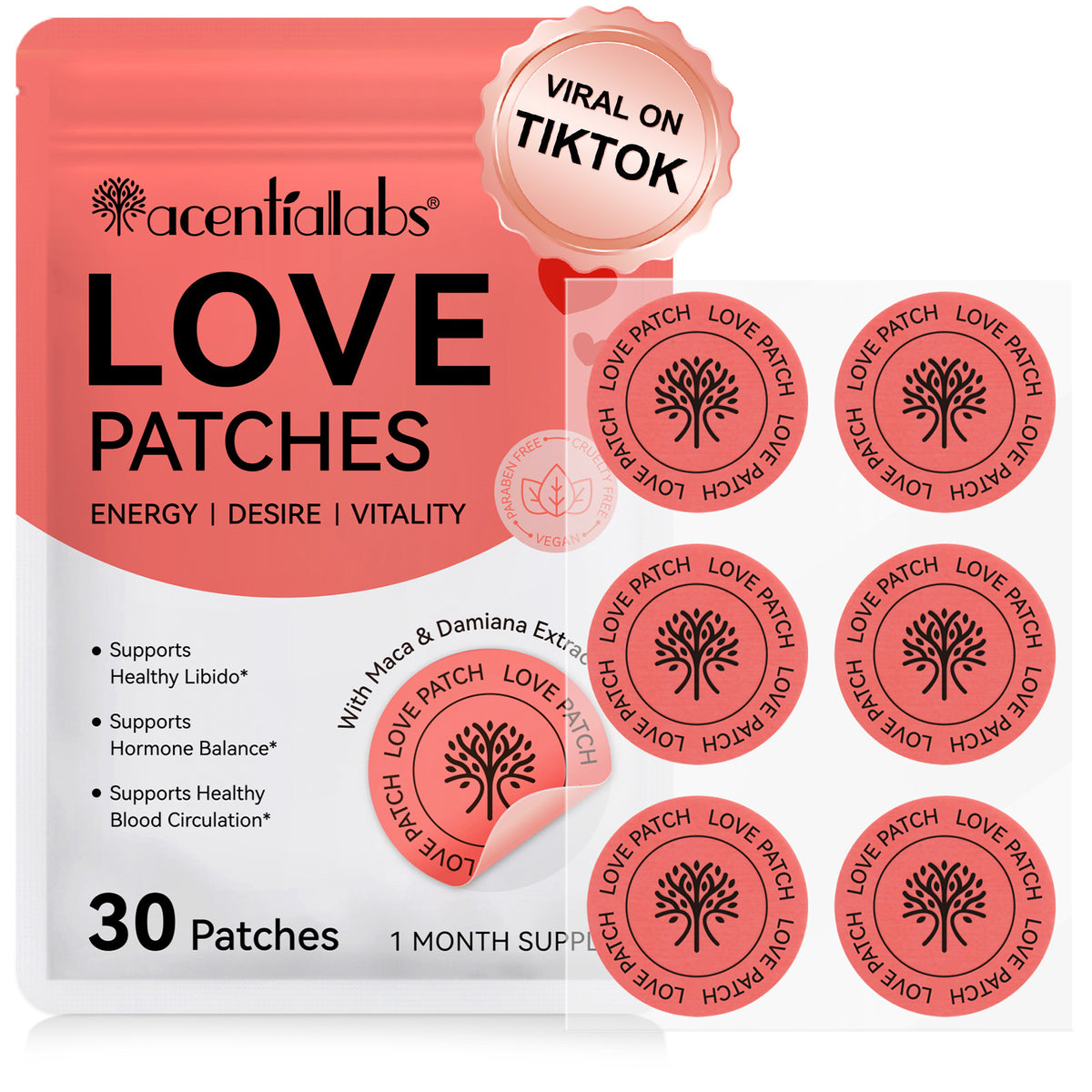 Aplicación de Love Patches Acentia Labs sobre la piel