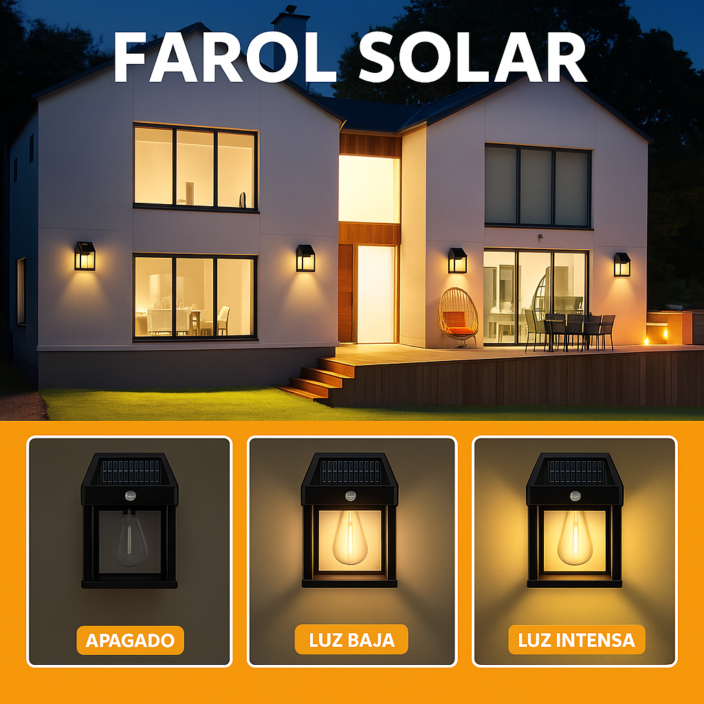 LAMPARA LED SOLAR PARA EXTERIORES FOCO