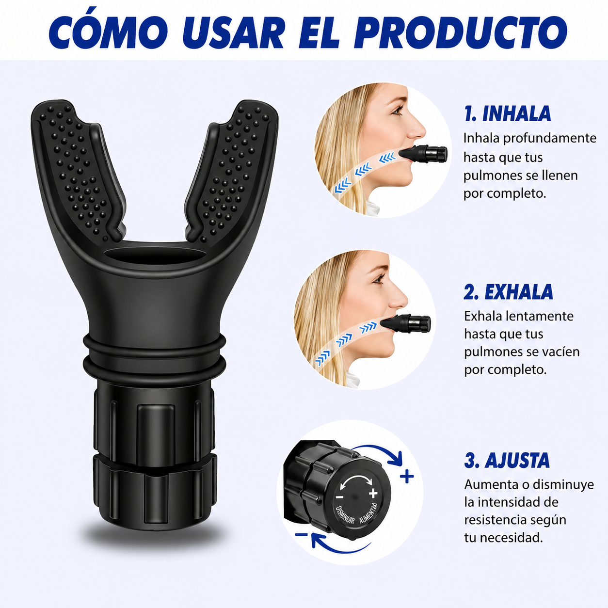 Cómo usar el OXYFIT inhala exhala y ajusta