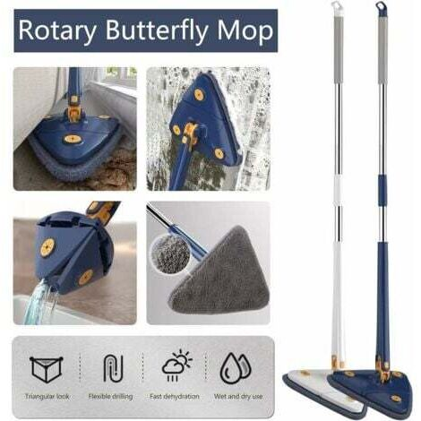 Rotary Butterfly Mop – diseño triangular, uso en piso y ventanas