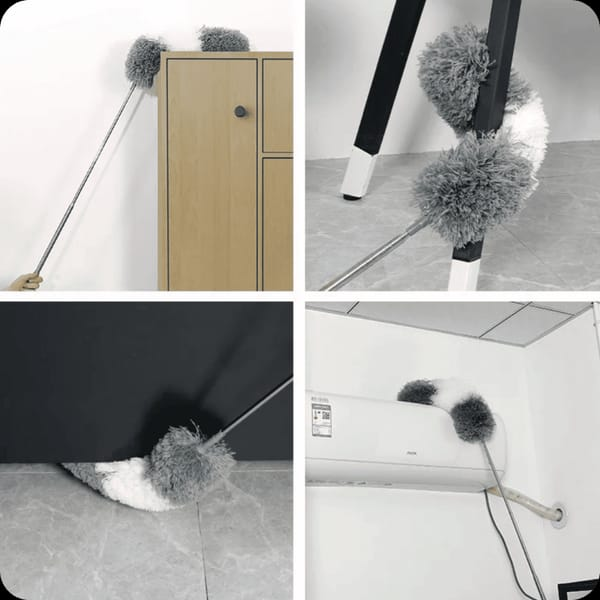 Plumero microfibra – limpiando muebles, patas de sillas, rincones y aire acondicionado