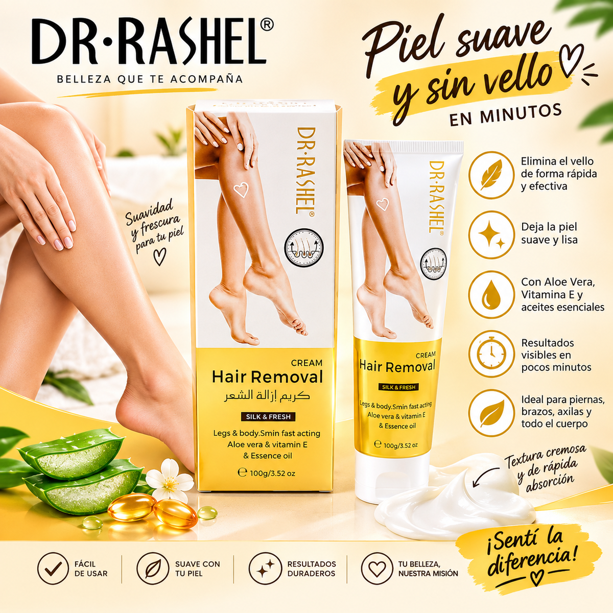 Crema depilatoria Dr. Rashel Hair Removal Silk & Fresh de 100 g