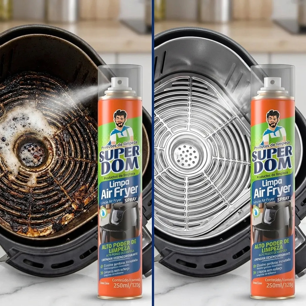 SUPER DOM Limpia Air Fryer - Comparación antes y después