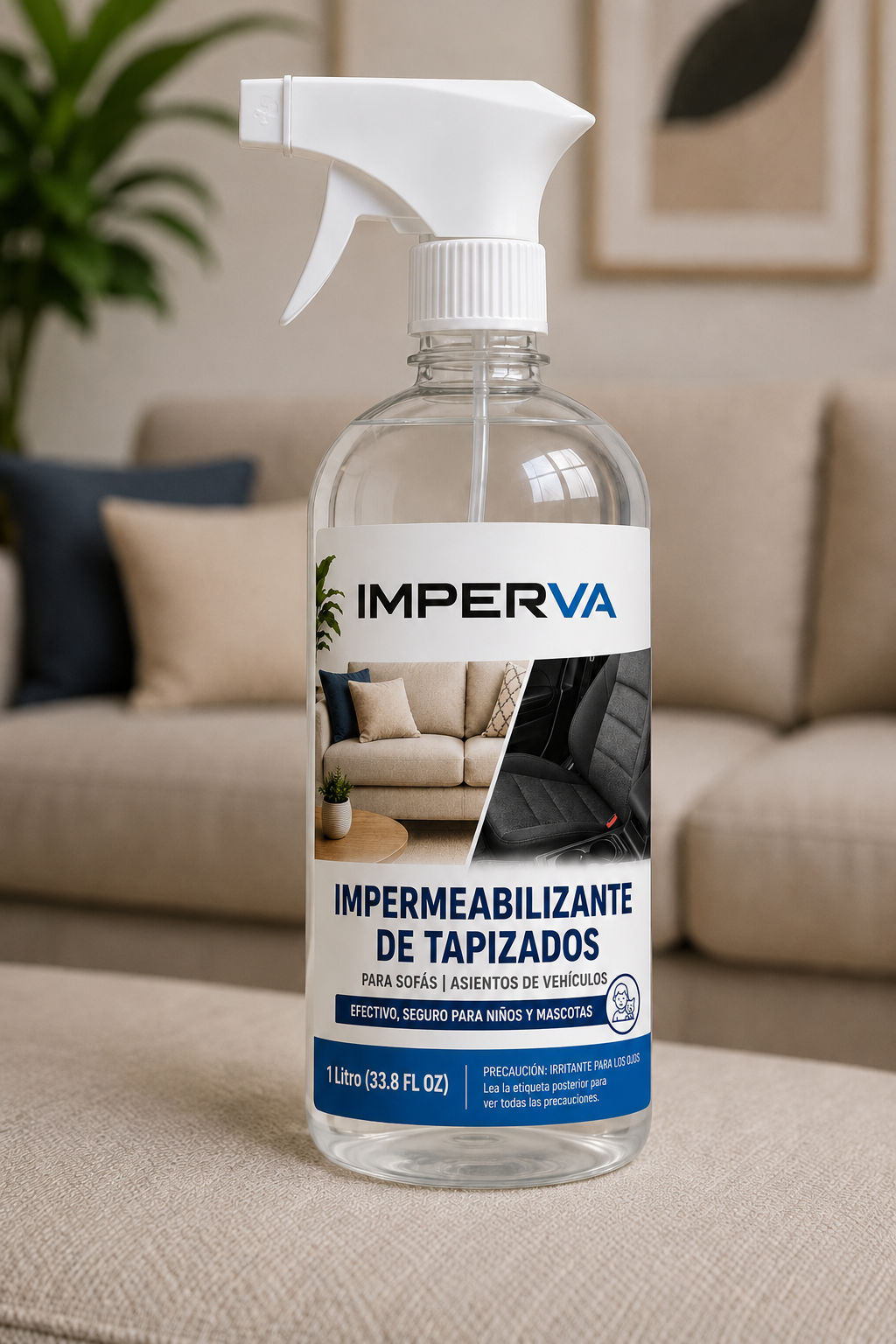 IMPERVA Spray Impermeabilizante de Tapizados 1 Litro – Para Sofás y Asientos de Vehículos